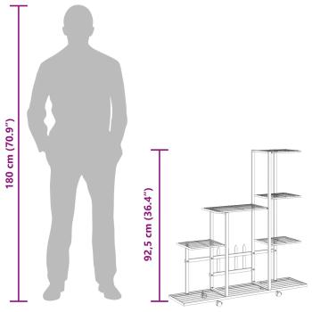 Blumenständer auf Rollen 94,5x25x92,5 cm Schwarz Metall