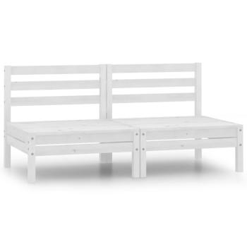 2-Sitzer-Gartensofa Weiß Kiefer Massivholz