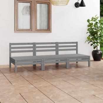 ARDEBO.de - 3-tlg. Garten-Lounge-Set Grau Kiefer Massivholz
