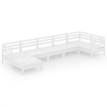 7-tlg. Garten-Lounge-Set Massivholz Kiefer Weiß