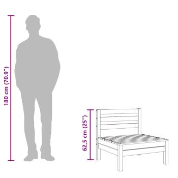 Garten-Mittelsofa Schwarz Massivholz Kiefer