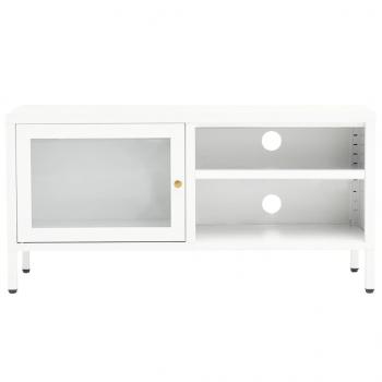 TV-Schrank Weiß 90x30x44 cm Stahl und Glas