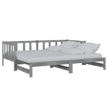 Tagesbett Ausziehbar Grau Kiefer Massivholz 2x(90x200) cm