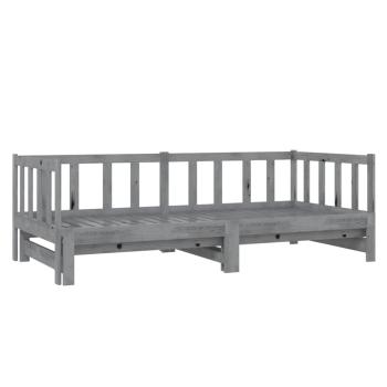 Tagesbett Ausziehbar Grau Kiefer Massivholz 2x(90x200) cm
