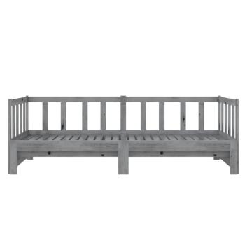 Tagesbett Ausziehbar Grau Kiefer Massivholz 2x(90x200) cm