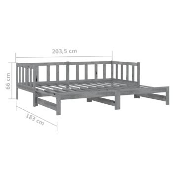 Tagesbett Ausziehbar Grau Kiefer Massivholz 2x(90x200) cm