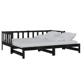 ARDEBO.de - Tagesbett Ausziehbar Schwarz Kiefer Massivholz 2x(90x200) cm