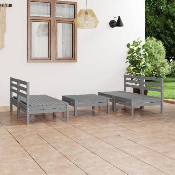 ARDEBO.de - 5-tlg. Garten-Lounge-Set Grau Kiefer Massivholz