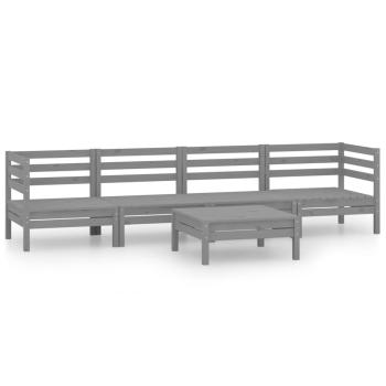 5-tlg. Garten-Lounge-Set Grau Kiefer Massivholz