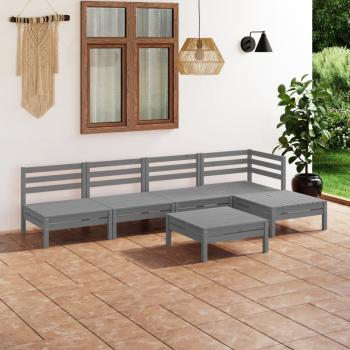 ARDEBO.de - 6-tlg. Garten-Lounge-Set Massivholz Kiefer Grau
