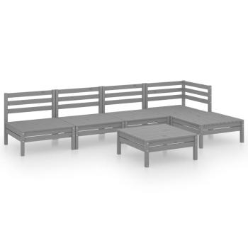 6-tlg. Garten-Lounge-Set Massivholz Kiefer Grau