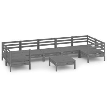 8-tlg. Garten-Lounge-Set Grau Massivholz Kiefer