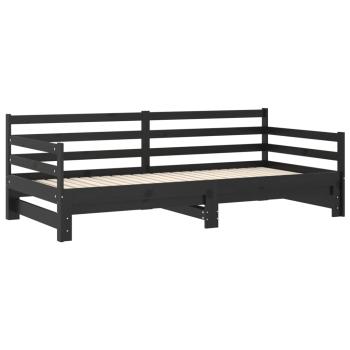 Tagesbett Ausziehbar Schwarz Massivholz Kiefer 2x(90x200) cm  