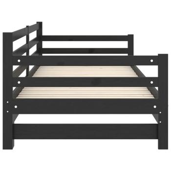 Tagesbett Ausziehbar Schwarz Massivholz Kiefer 2x(90x200) cm  