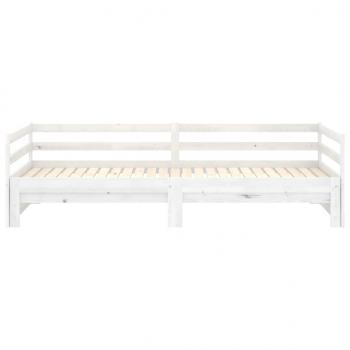 Tagesbett Ausziehbar Weiß Kiefer Massivholz 2x(90x200) cm