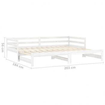 Tagesbett Ausziehbar Weiß Kiefer Massivholz 2x(90x200) cm