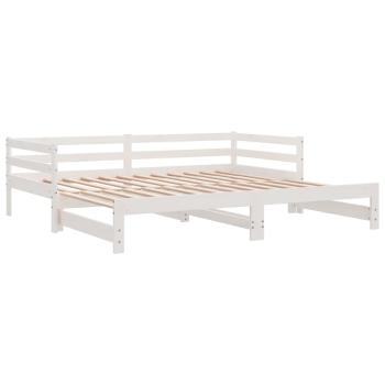 Tagesbett Ausziehbar Weiß Kiefer Massivholz 2x(90x200) cm
