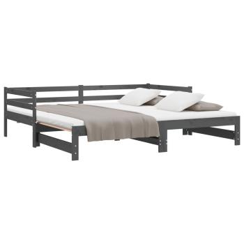 ARDEBO.de - Ausziehbares Tagesbett Grau Massivholz Kiefer 2x(90x200) cm