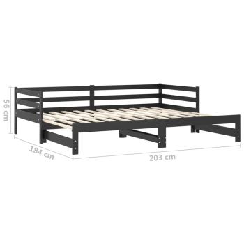 Tagesbett Ausziehbar Schwarz Kiefer Massivholz 2x(90x200) cm