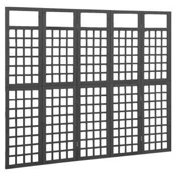 Spalier/Paravent 5-teilig Massivholz Tanne Schwarz 201,5x180 cm