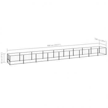 Hundezwinger Schwarz 9 m² Stahl