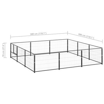 Hundezwinger Schwarz 9 m² Stahl