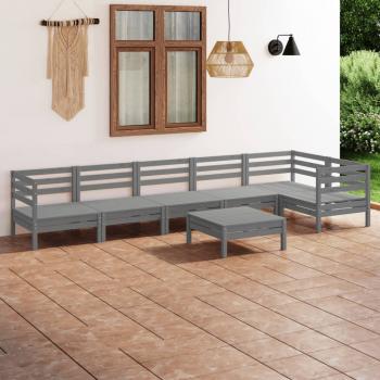 ARDEBO.de - 7-tlg. Garten-Lounge-Set Kiefer Massivholz Grau