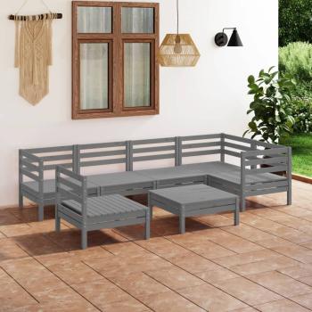 ARDEBO.de - 7-tlg. Garten-Lounge-Set Kiefer Massivholz Grau