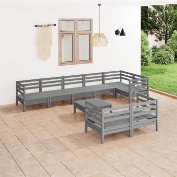 ARDEBO.de - 9-tlg. Garten-Lounge-Set Massivholz Kiefer Grau