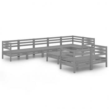 9-tlg. Garten-Lounge-Set Massivholz Kiefer Grau