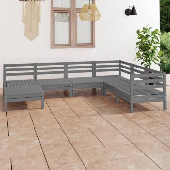 ARDEBO.de - 7-tlg. Garten-Lounge-Set Kiefer Massivholz Grau