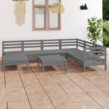 ARDEBO.de - 8-tlg. Garten-Lounge-Set Massivholz Kiefer Grau