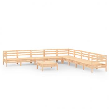 10-tlg. Garten-Lounge-Set Massivholz Kiefer
