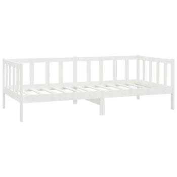 Tagesbett mit Matratze 90x200 cm Weiß Kiefer Massivholz