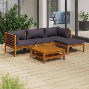 ARDEBO.de - 5-tlg. Garten-Lounge-Set mit Auflage Massivholz Akazie