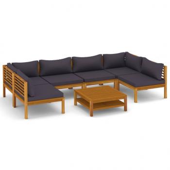 7-tlg. Garten-Lounge-Set mit Auflage Massivholz Akazie