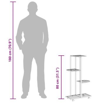 Blumenständer 4-Etagen mit Rollen 44x23x80 cm Schwarz Eisen