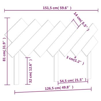 ARDEBO.de - Bett-Kopfteil 151,5x3x81 cm Massivholz Kiefer
