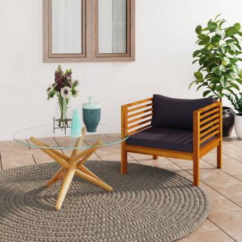 ARDEBO.de - Gartenstuhl mit Dunkelgrauen Kissen Massivholz Akazie