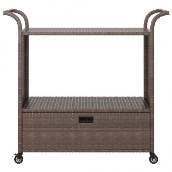 Barwagen mit Schublade Braun 100x45x97 cm Poly Rattan  