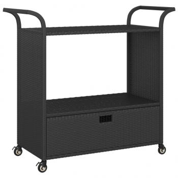 Barwagen mit Schublade Schwarz 100x45x97 cm Poly Rattan  