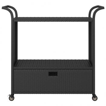 Barwagen mit Schublade Schwarz 100x45x97 cm Poly Rattan  