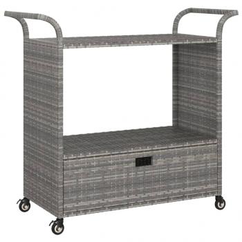 Barwagen mit Schublade Grau 100x45x97 cm Poly Rattan  