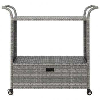 Barwagen mit Schublade Grau 100x45x97 cm Poly Rattan  