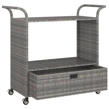 Barwagen mit Schublade Grau 100x45x97 cm Poly Rattan  