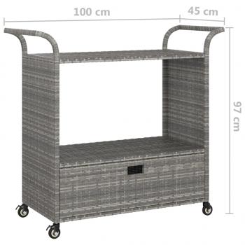 Barwagen mit Schublade Grau 100x45x97 cm Poly Rattan  