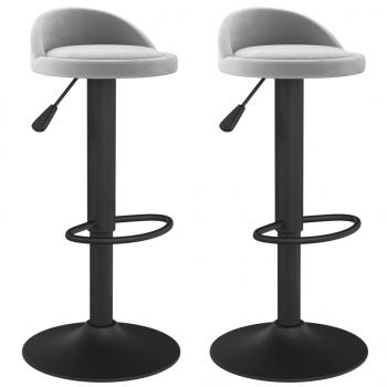 Barhocker 2 Stk. Hellgrau Samt 