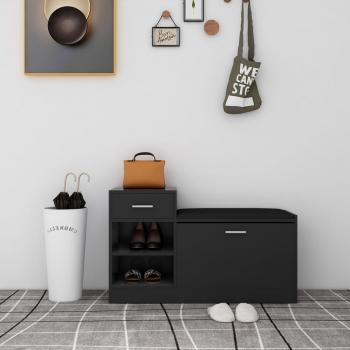 ARDEBO.de - Schuhbank Hochglanz-Schwarz 94,5x31x57 cm Holzwerkstoff
