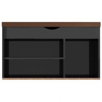 Schuhbank mit Kissen Hochglanz-Schwarz 80x30x47cm Holzwerkstoff