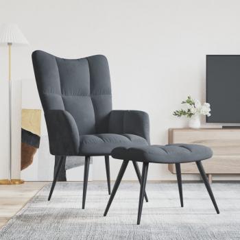 ARDEBO.de - Relaxsessel mit Hocker Dunkelgrau Samt